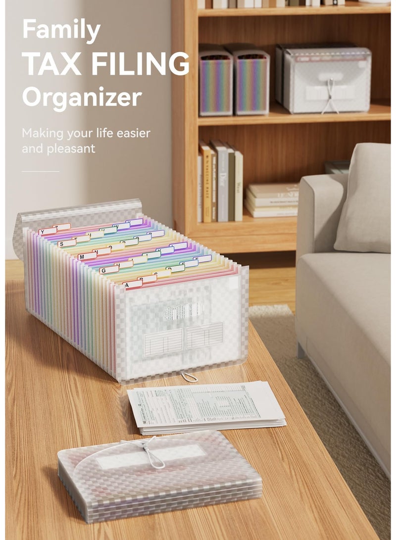 Peachjoy A4 Expanding File Organiser, 26 Pockets Expandable Filing Boxes Documents Organiser, Concertina File Expanding for Filing Folder, Portable Rainbow Files Wallets Plastic Bills Storage Bag (Pink) - Image 4